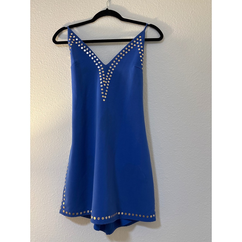 NBD x Navene Revolve Royal Blue Studded Mini Dress V-Neck Open Back Medium